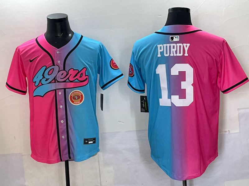 Men San Francisco 49ers 13 Purdy Blue pink Nike Limited NFL 2025 Jersey 0013